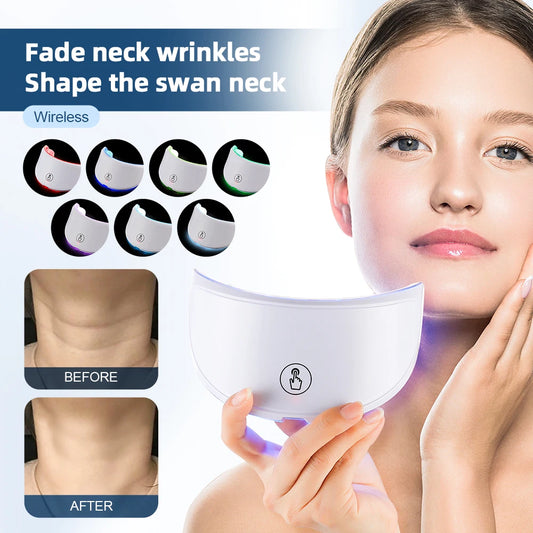 "7-Color LED Neck Mask for Wrinkle Reduction & Skin Firming"